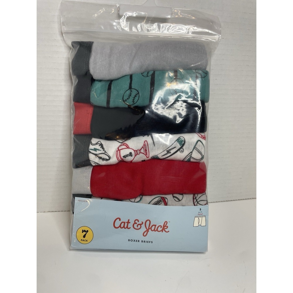 Cat & Jack Boxer Briefs Boys 7 Pack Sport Solid Print Size S (6/7) Underwear